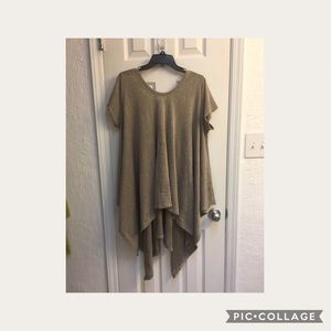 Tan high-low blouse- size large